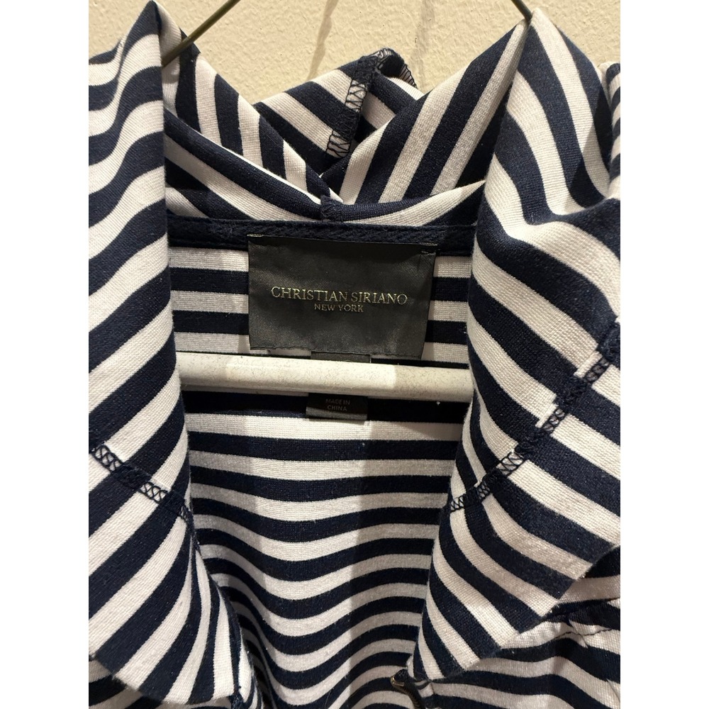 Christian Siriano New York Striped Hooded Jacket Navy White Zip Front 1X Plus - Picture 4 of 5